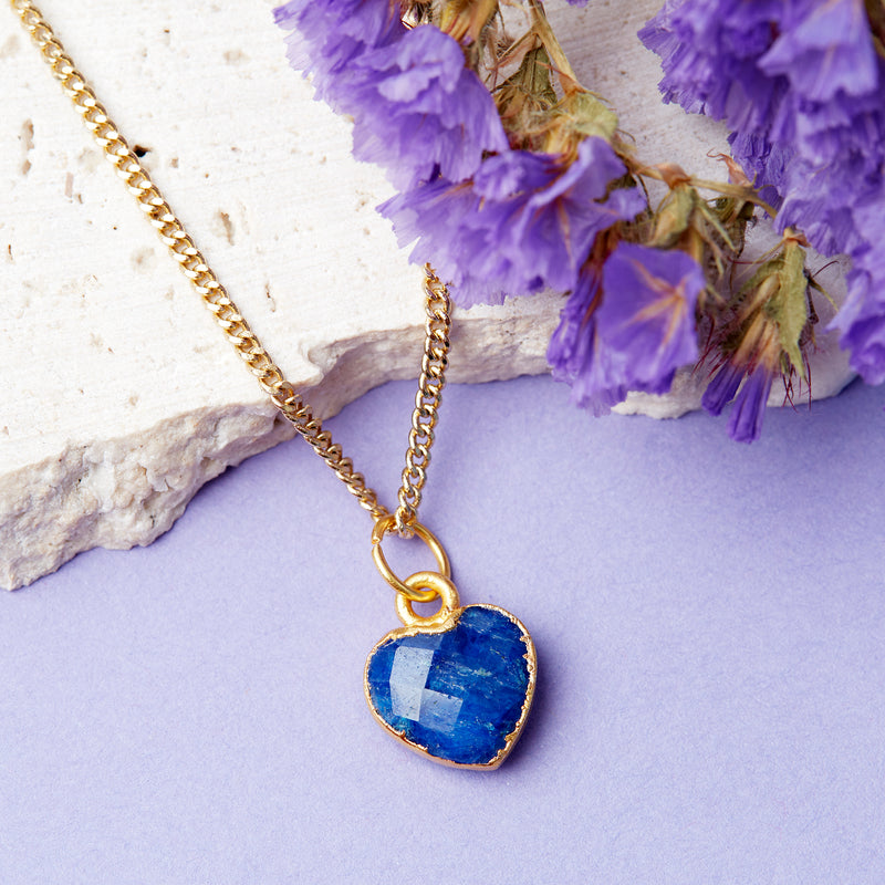 Gold Plated Heart Sapphire Gemstone Necklace