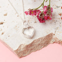 Sterling Silver Heart Clear Quartz Gemstone Necklace