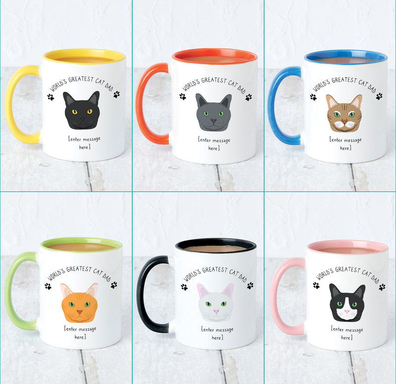 Personalised 'World's Best Cat Dad' Cat Breed Mug