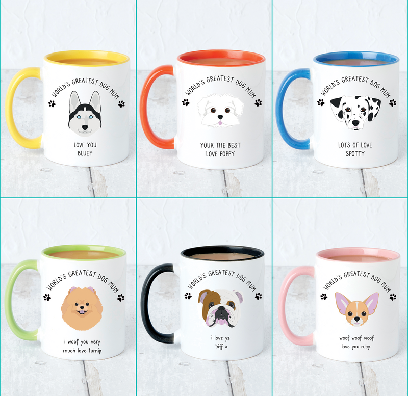 Personalised 'World's best dog Mum' Dog Breed Mug