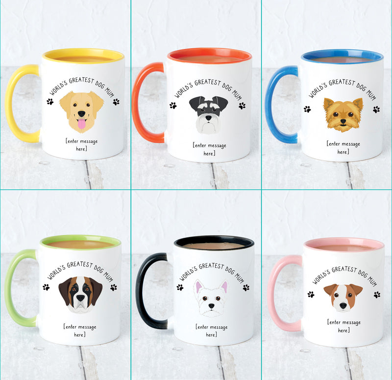 Personalised 'World's best dog Mum' Dog Breed Mug