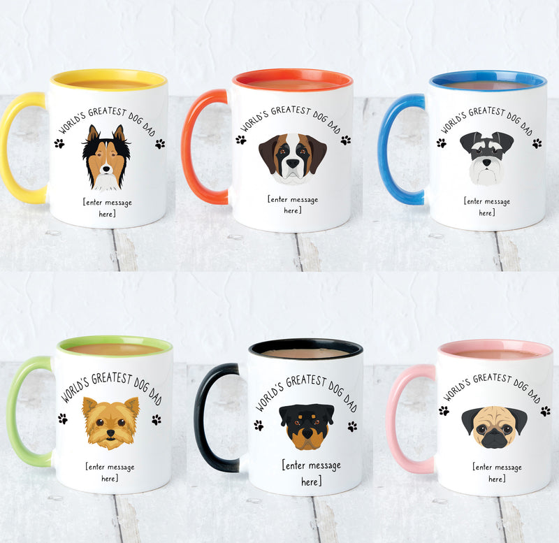 Personalised 'World's best dog dad' Dog Breed Mug