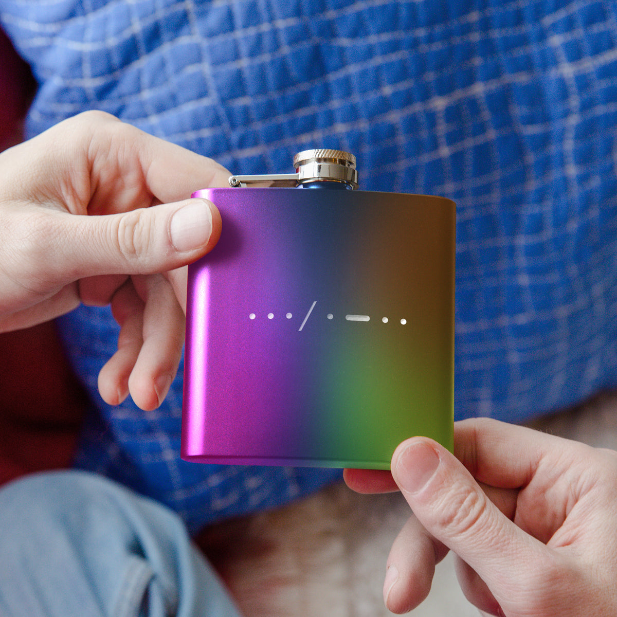 Morse Code Personalised Initial Matt Black Hip Flask