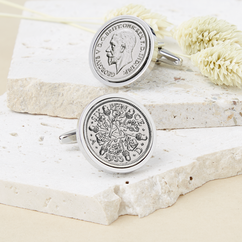 90th Birthday 1934 Sixpence Coin Cufflinks