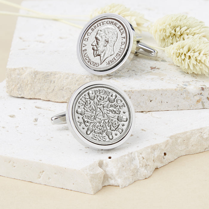 90th Birthday 1935 Sixpence Coin Cufflinks