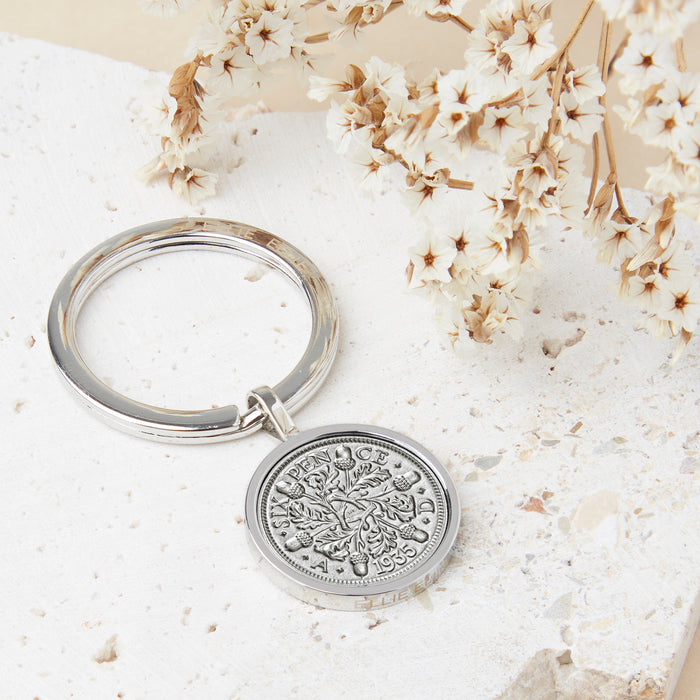 Sixpence 1935 90th Birthday Coin Keyring