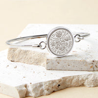 70th Birthday 1955 Sixpence Coin Bangle Bracelet