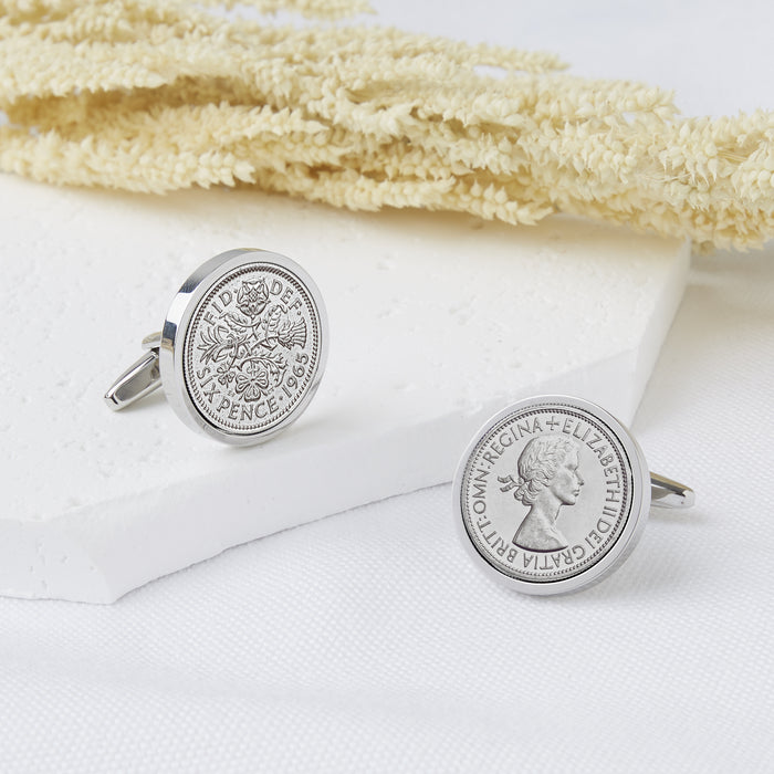 Sixpence 1965 60th Birthday Coin Cufflinks