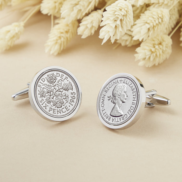 Sixpence 1965 60th Birthday Coin Cufflinks