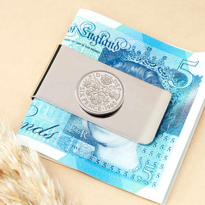 60th Birthday 1965 Sixpence Coin Money Clip