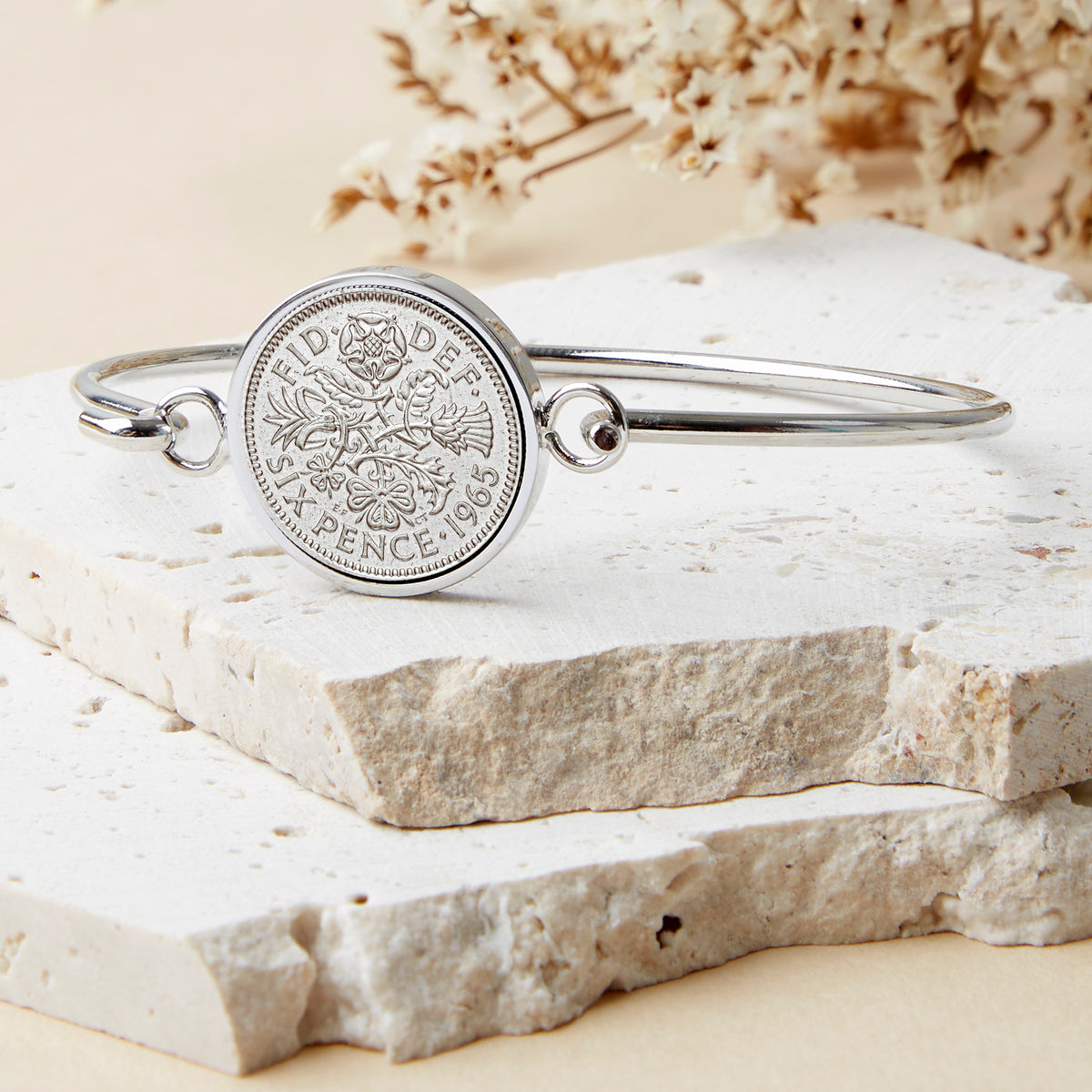 60th Birthday 1965 Sixpence Coin Bangle Bracelet