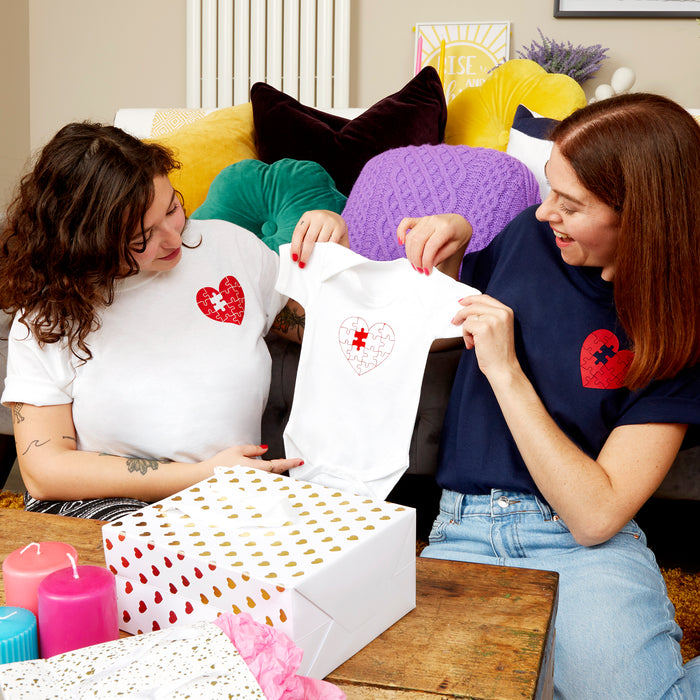 Heart Jigsaw Matching Tshirt Set for Mum and Baby