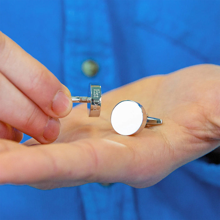 Personalised Secret Message Solid Circle Disc Cufflinks