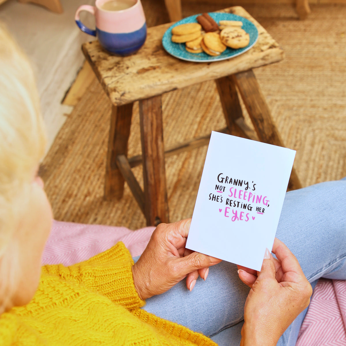 Granny's Not Sleeping she's Resting Her Eyes Greetings Card