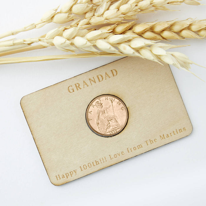 100th Birthday 1925 Farthing Personalised Wallet Card