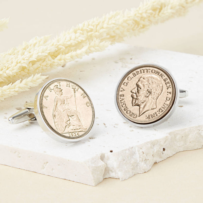 100th Birthday 1924 Farthing Coin Cufflinks