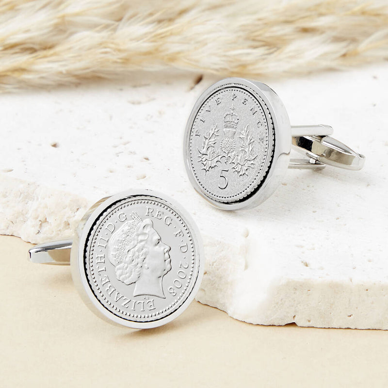 16th Birthday 2008 Five Pence Coin Cufflinks