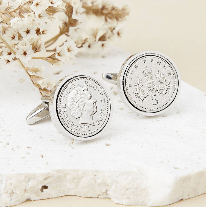 16th Birthday 2008 Five Pence Coin Cufflinks