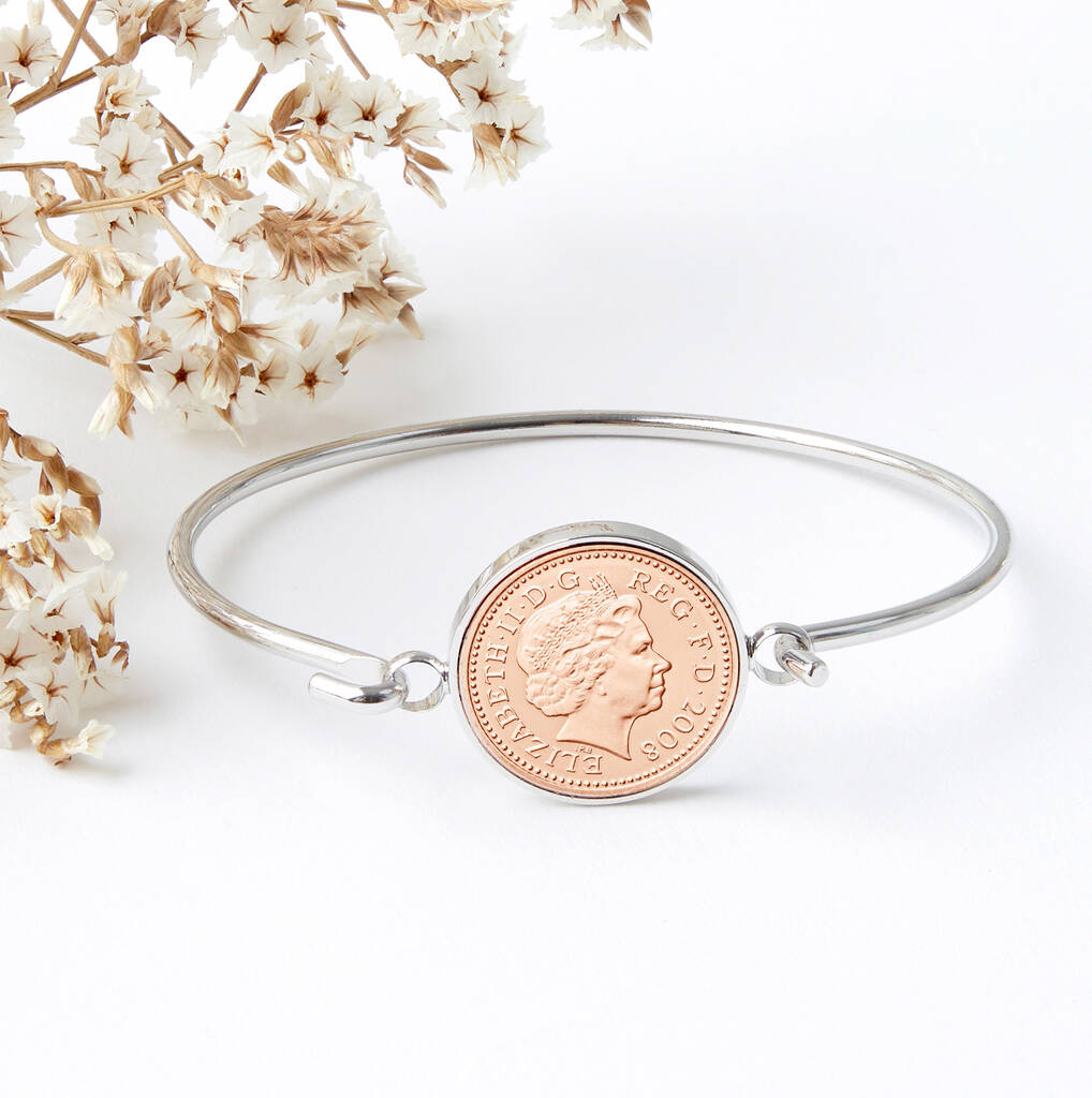 16th Birthday 2008 Penny Coin Bangle Bracelet