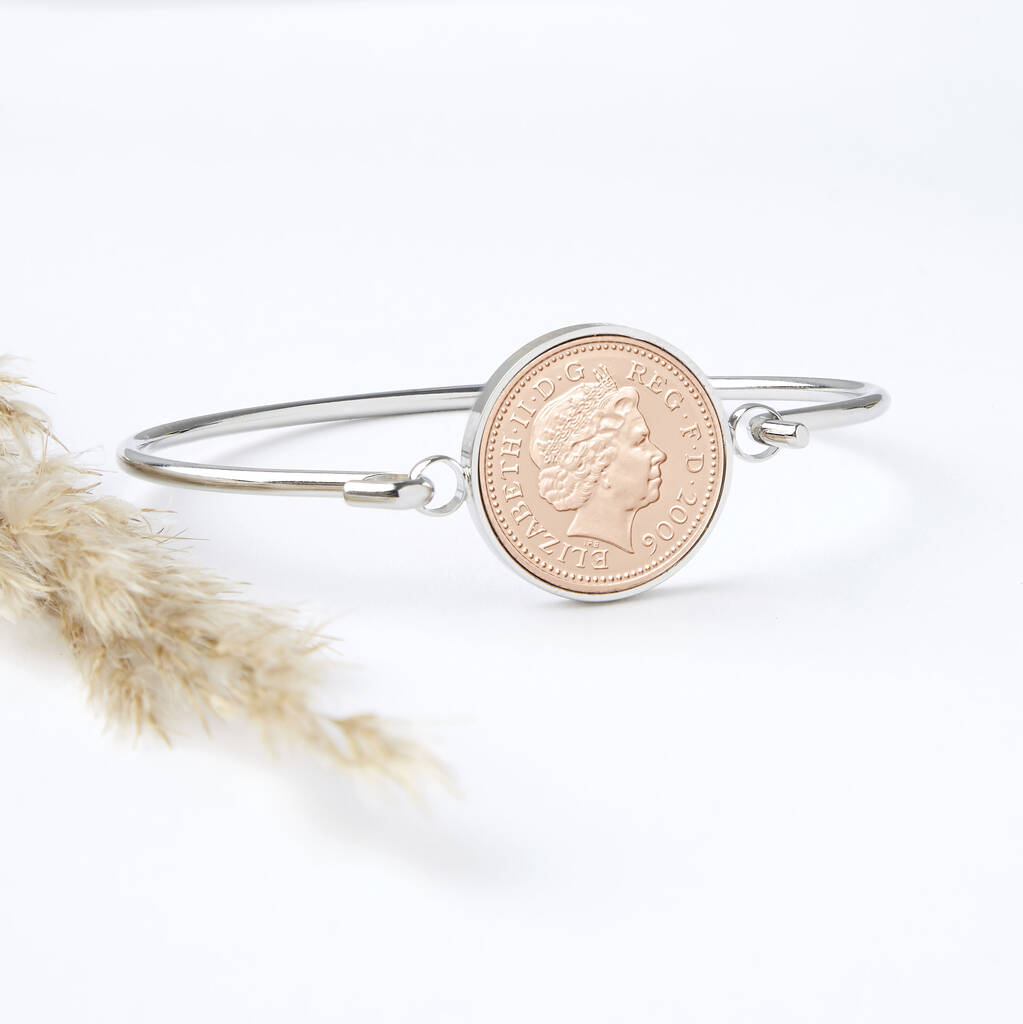 18th Birthday 2006 Penny Coin Bangle Bracelet