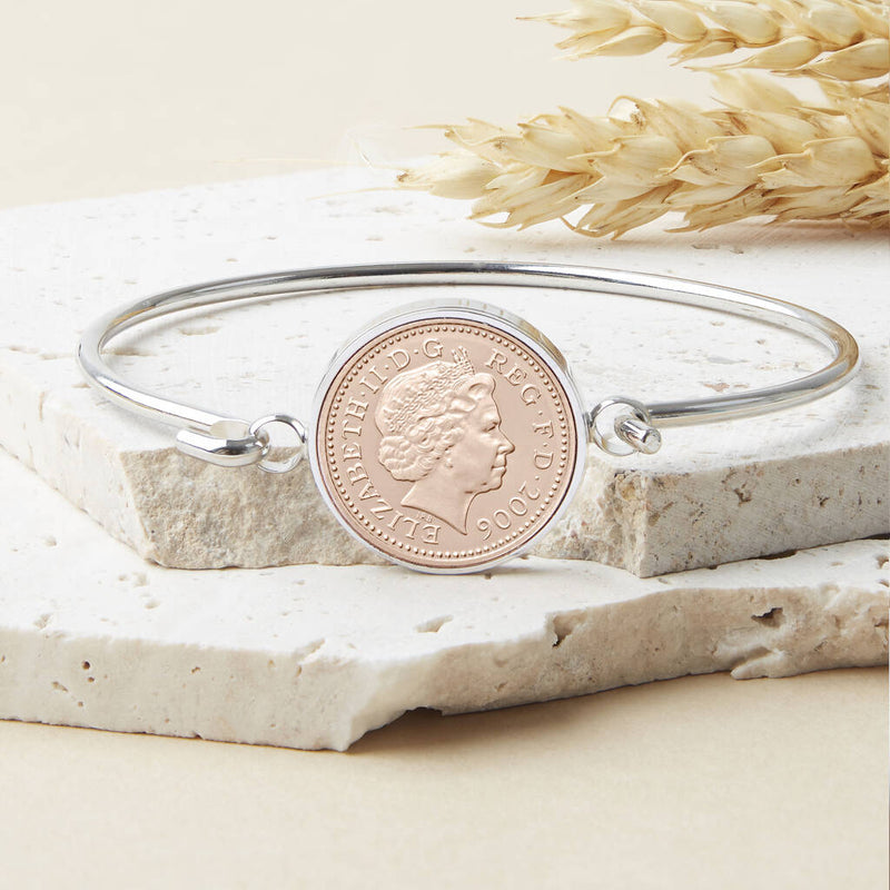 18th Birthday 2006 Penny Coin Bangle Bracelet