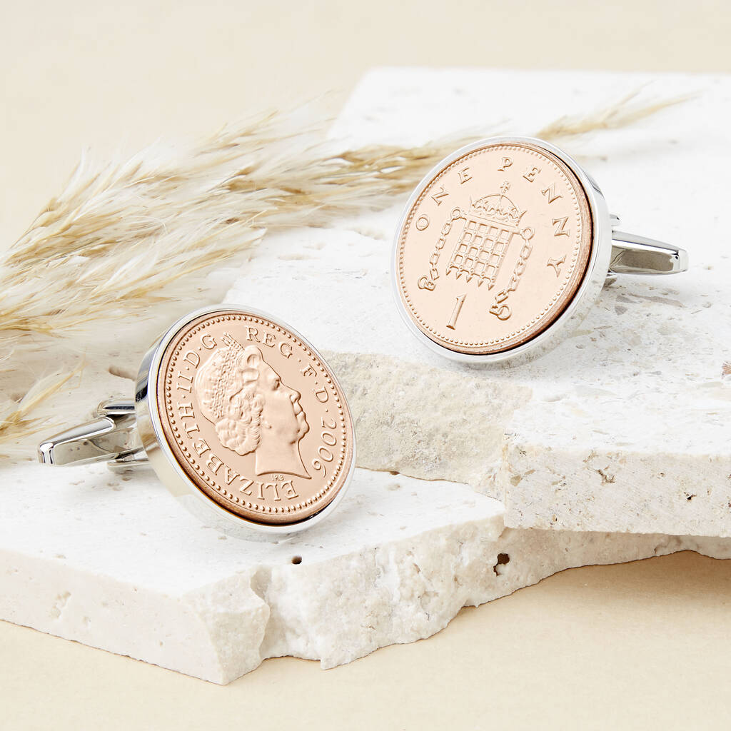 1981 One on sale Penny - Enamelled Coin Cufflinks