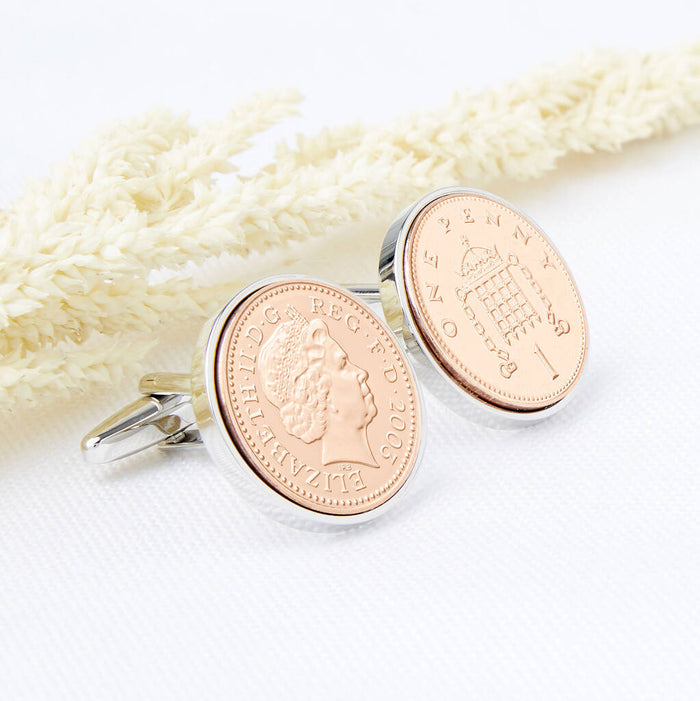 21st Birthday 2003 Penny Coin Cufflinks