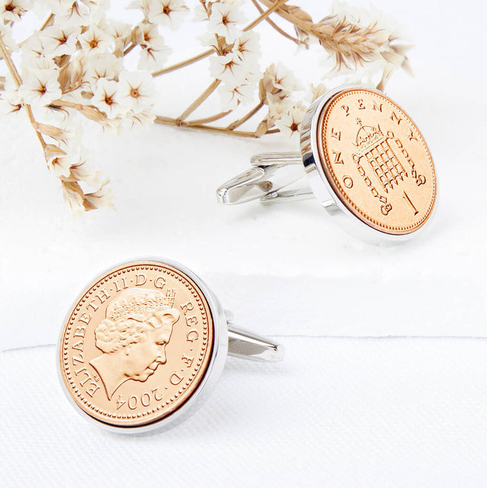 21st Birthday 2004 Penny Coin Cufflinks