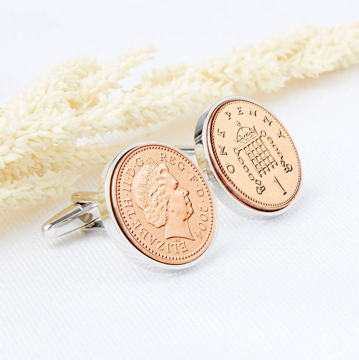 21st Birthday 2004 Penny Coin Cufflinks