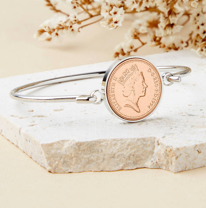 30th Birthday 1994 Penny Coin Bangle Bracelet