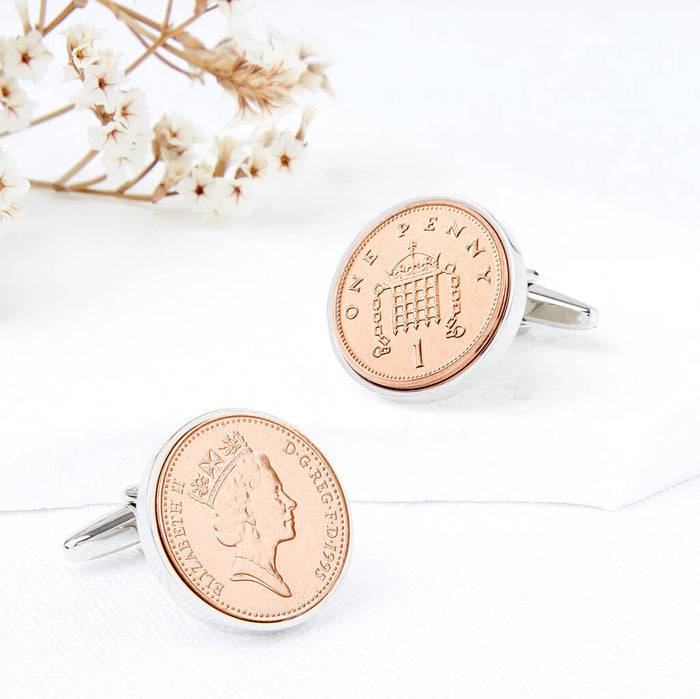 30th Birthday 1995 Penny Coin Cufflinks