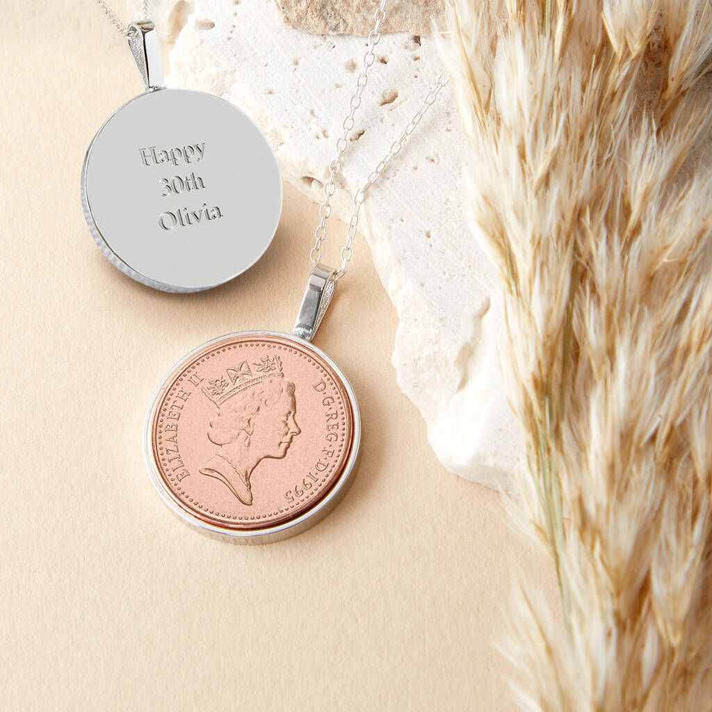 30th Birthday 1995 Penny Coin Pendant Necklace