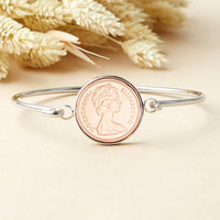 40th Birthday 1984 Penny Coin Bangle Bracelet