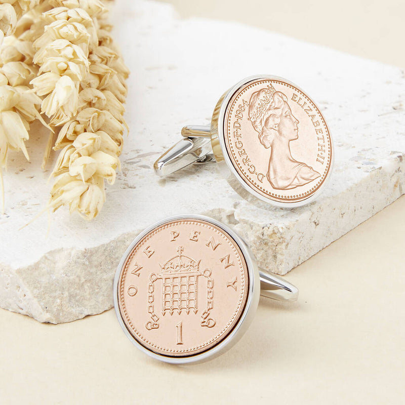 40th Birthday 1984 Penny Coin Cufflinks