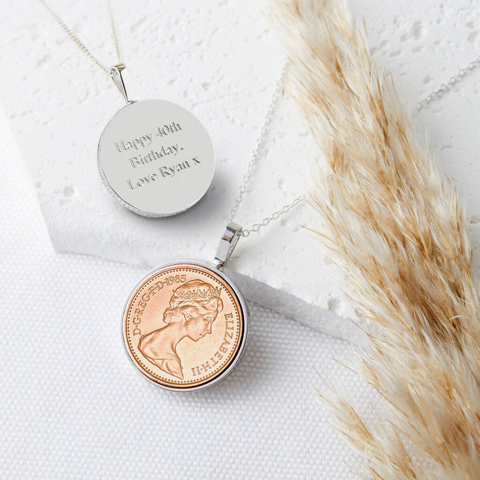 40th Birthday 1985 Penny Coin Pendant Necklace