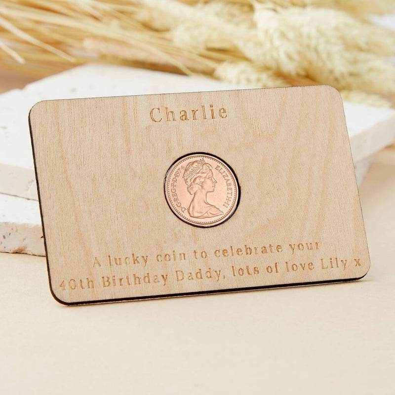 50th Birthday 1974 Half Penny Personalised Wallet Card