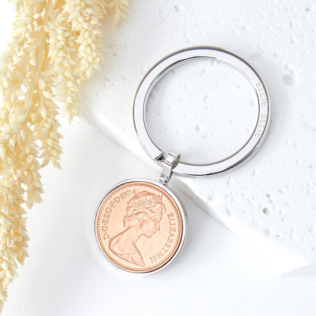 50th Birthday 1974 Penny Keyring