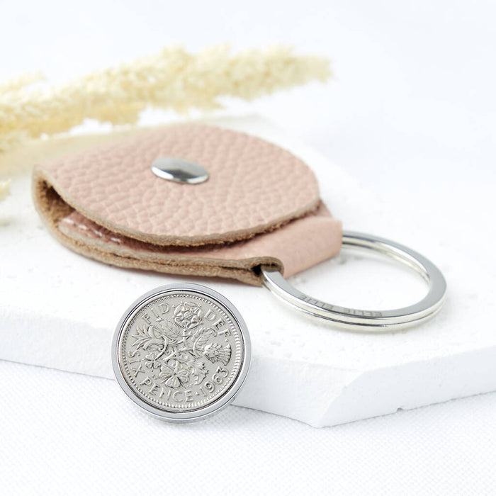 60th Birthday 1964 Sixpence Keepsake Keyring