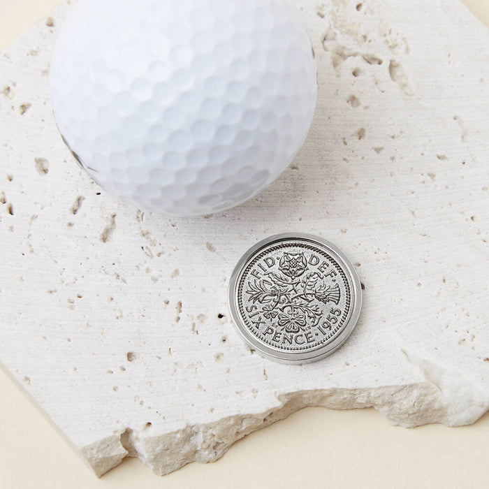 60th Birthday 1965 Sixpence Coin Golf Marker