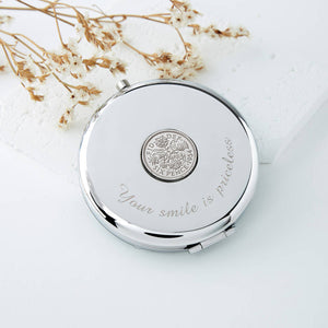 70th Birthday 1954 Sixpence Coin Compact Mirror