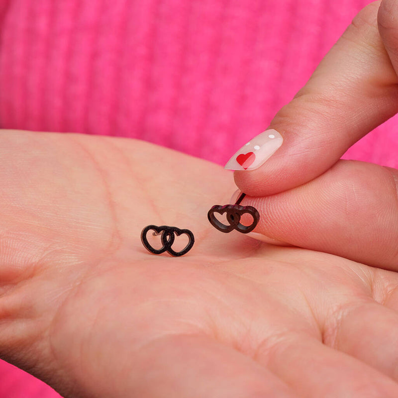 Bff Black Hearts Stud Earrings