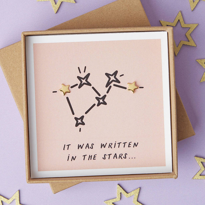 Written In The Stars Sterling Silver Star Valentines Earring Studs