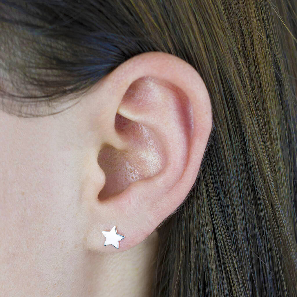 Written In The Stars Sterling Silver Star Valentines Earring Studs