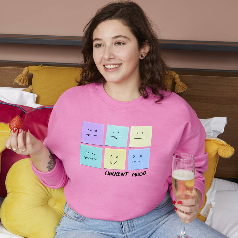 Current Mood Post It Note Smiley Sweatshirt