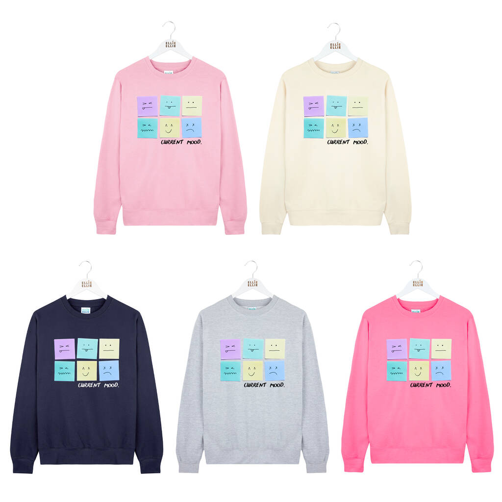 Current Mood Post It Note Smiley Sweatshirt