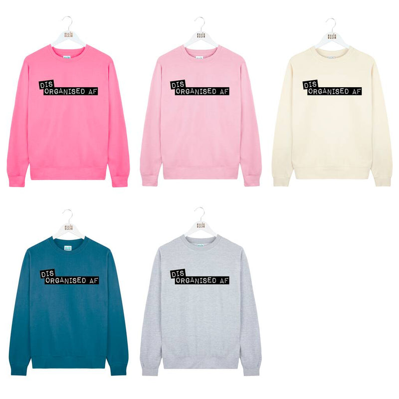 'Disorganised AF' Embossed Label Font Sweatshirt