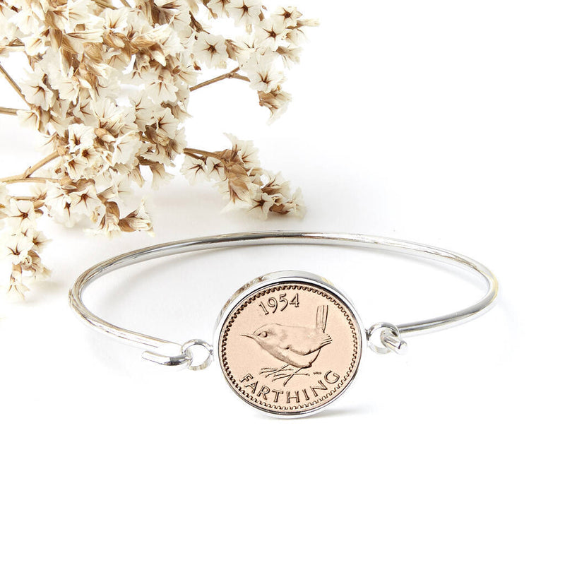 Farthing 1954 70th birthday bangle bracelet