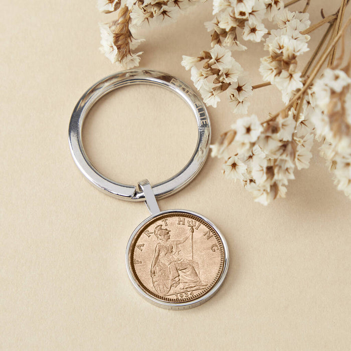 Farthing 90th 1934 Birthday Coin Keyring