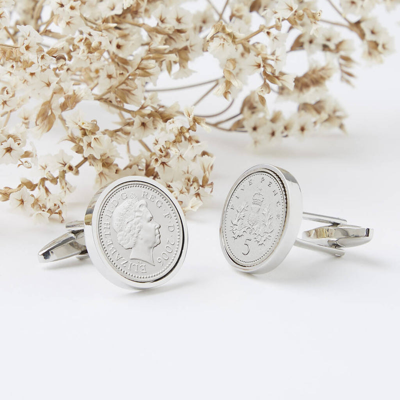 Five Pence 18th 2007 Birthday Coin Cufflinks