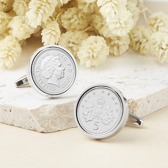 Five Pence 21st 2003 Birthday Coin Cufflinks